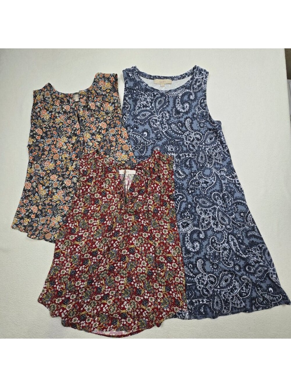 Loft Sleeveless Dress Tops Size Small Floral Paisley Lightweight 3 Pieces